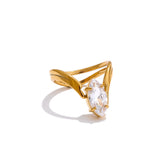 18K Gold Plated Stainless Steel AAA Zirconia Diamond  Delicate Ring Exquisite Fashion Jewellery