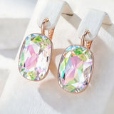14 Karat Rolled Gold Square Gradient Colorful AAA Zircon Crystal Drop Earrings