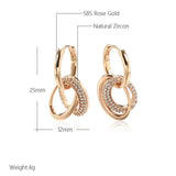 Fashion Double Hoop 14K Rolled Rose Gold AAA Zircon Diamonds Trending Earrings For Women