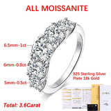 Fabulous 5 Stones 3.6cttw GRA Certified Moissanite Diamonds Eternity Rings Silver Wedding Engagement Fine Jewellery