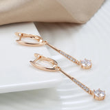 New 14K Rolled Gold White AAA Zircon Diamonds Long Dangle Luxury Fashion Earrings