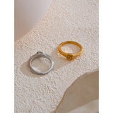 18K Gold Plated Fashion Stainless Steel Rose Flower Ring Charm Jewellery