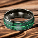 Dome Polishing Inlaid Green Wood Guitar String 6/8mm Men's Women's Tungsten Rings
