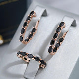 Hot Style Black or White 14K Rolled Rose Gold AAA Zircon Crystals Long Drop Earrings - Luxury Fashion Jewellery