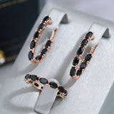 Unique Black AAA Zircon Crystal Setting 14K Rolled Gold Ring Luxury Fashion Jewellery