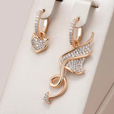 14K Filled Gold AAA Zircon Diamonds Asymmetrical angel/devil wing and heart Earrings