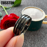 New Arrival Three Grooves For Inlay Channel Polished Shiny Dome Edges 8MM Tungsten Weddings Rings - The Jewellery Supermarket