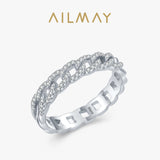 Staggered Line Silver Dazzling AAAA Lab Created Diamond Fashion Stackable Ring