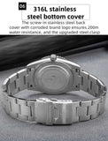 Luxury Luminous Bubble Mirror Glass 20Bar Ceramic Bezel Steel Diver Quartz Watch