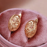 14K Gold Filled Geometric Oval Flower Twist Fashion Gothic Jewellery Retro Earrings