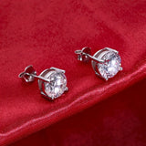 Top Quality 0.5-2 Carat 8.0mm D Colour Moissanite Diamonds Silver Stud Earrings