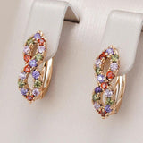 Full Shiny Colourful 14K Filled Rose Gold AAA Zircon Crystals Huggie Earrings, Fashion Party Girls Daily Jewellery