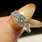 GRA Certified Sparkling Moissanite Diamond Engagement Ring for Women 925 Sterling Silver Wedding Fine Jewellery