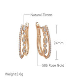 14K Rolled Rose Gold AAA Zircona Diamonds Double Tassel Drop  Fashion Earrings - Vintage Style Jewellery