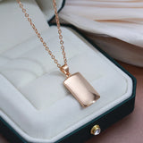 Trendy Elegant Glossy 14K Rolled Rose Gold Square Pendant Necklace For Women - Party Fine Jewellery