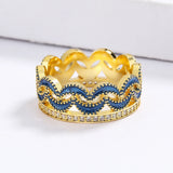 Classic Crown Handmade Enamel Three-layer AAA Zircon Exquisite 18KGP Ring