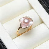 Amazing Flower Design Pink Grey Purple White Black Pearl AAA Zircon Diamonds Ring
