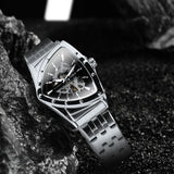 Top Brand Military Triangle Skeleton Automatic Luxury Full Stainless Steel Luminous Mens Sports Mechanical Watches