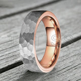 Flat Two Colors Hammered 6/8mm Tungsten Wedding Rings for Men and Women