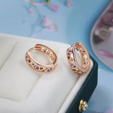 14K Filled Gold New Multi Colours AAA Zircon Hoops  Fashion Buckle Daily Earrings