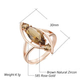 14K Rolled Gold Red Brown AAA Zircon Crystal Rhombus Rings For Women Elegant Jewellery