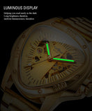 New Original Triangle Skeleton Automatic Mechanical Sport Stainless Steel High End Luxury Men Gold Tone Watches