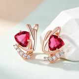 14 Karat Gold Filled Shiny Red AAA Zircon Crystals Daily Fine Earrings for Women Jewellery