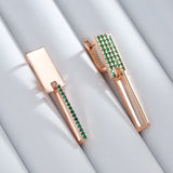 14 Karat Gold Filled Trendy Square Geometry Full Green AAA Zircon Diamonds Earrings
