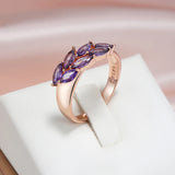 14K Filled Gold Fine Purple Leaf AAA Zircon Crystals Luxury Trendy Rings For Women