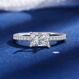 Luxury Horizontal Rectangular Niche Design Silver Moissanite Diamond Silver Ring Fashion High Quality Jewellery