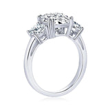 Super 3.5CT Three Stone Silver Sterling Cushion Cut Moissanite Engagement Wedding Ring Certified Jewellery For Women