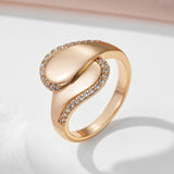 Splendid 14K Rolled Rose Gold Vintage Pave Setting Style Glossy AAA Zircon Diamonds Ring - Fine Jewellery