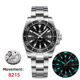Waterproof Luxury Brand Watch AD2504 Stainless Steel Black Dial Sappire Luminous NEW Ceramic Bezel Dive Watches