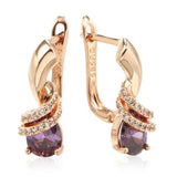 Marvelous Cute Drop Filled 14K Rose Gold Purple Double Layer AAA Zircon Diamonds Earrings - Fashion Jewellery