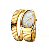 New Classic Top Brand Bling Zircon Diamonds Snake Shape Gold Silver Colour Scaleable Bracelet Ladies Quartz Watches