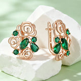 Charming 14K Gold Filled Green AAA Zircon Crystal Flower Drop Earrings Vintage Jewellery