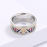 Classic Grass Shape Creative Handmade Enamel Irregular Geometric Silver Ring