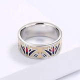 Classic Grass Shape Creative Handmade Enamel Irregular Geometric Silver Ring