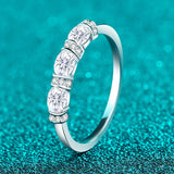 Oval Cut Full Moissanite 925 Sterling Silver with White Gold Plated Wedding Ring