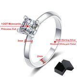 1or 2 Carat Princess Cut VVS1 D Colour Moissanite Diamond Silver Solitaire Ring