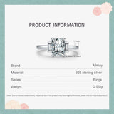 Luxury Emerald Cut AAAA Lab Created Diamond 925 Sterling Silver Fashion Fine Ring