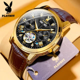 Excellent Automatic Top Brand Mechanical Watch Tourbillon Sport Leather Casual Business Fashion Wristwatches