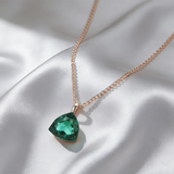 14K Rolled Gold Green  Luxury Big AAA Zircon Crystal Elegant Pendant And Necklace