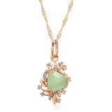 14K Gold Filled Trend Green AAA Zircon Crystals Flower Elegant Fine Pendant Necklace