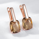 14K Gold Filled Grey or Brown Square Zircon Crsytals Drop Earrings Quality Jewellery