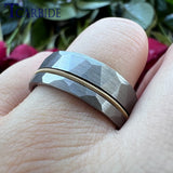 Guitar String Ring Silver Hammer 8MM Men Women Tungsten Carbide Wedding Ring