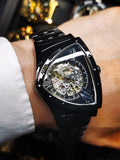 New Triangle Skeleton Automatic Watches for Men Luxury Brand Stainless Steel Strap Sports Mechanical Watches