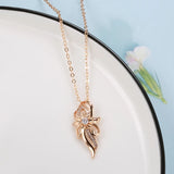 Elegant Classic Design 14K Filled Rose Gold AAA Zircon Diamond Pendant Necklace - High Quality Jewellery