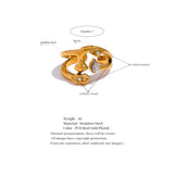 18K Gold Plated New Design Stainless Steel Face Mouth Eye AAA Zircon Diamond Mask Ring