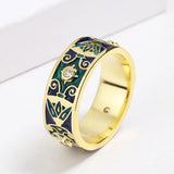 18KGP Gold Creative Handmade Bohemian Pattern Colourful Enamel Ring